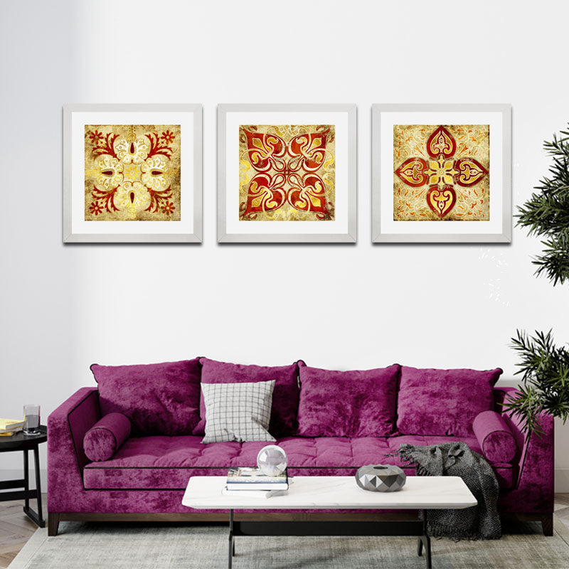 3 Piece Vintage Flowers Wall Frame - Moroccan Wall Art
