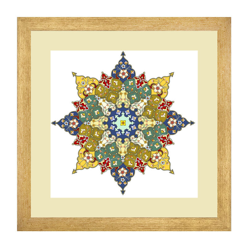 3 Piece Geometric Cross-Stitch Pattern Wall Frames - Colorful Mandala
