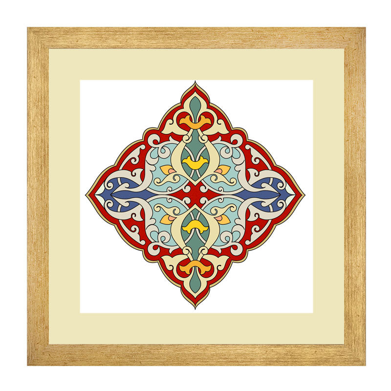 3 Piece Geometric Cross-Stitch Pattern Wall Frames - Colorful Mandala