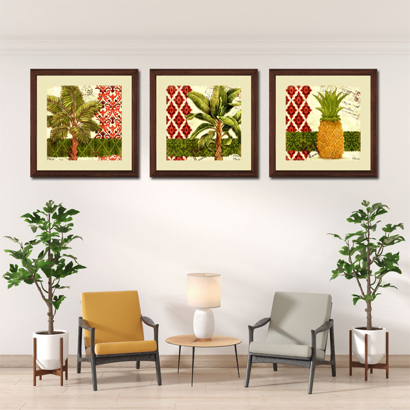 3 Piece Tropical Arabian Ananas Wall Frames - Exotica Palm