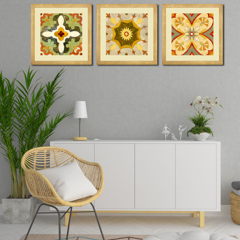 3 Piece Moroccan Floral Wall Art Set - Vintage Elegance