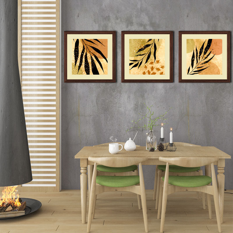 Set of 3 Modern Leaf Impression Wall Art - Botanical Design