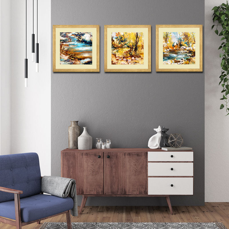 3 Piece Autumn and Winter Landscape Framed Art - Scenic Wall Decor