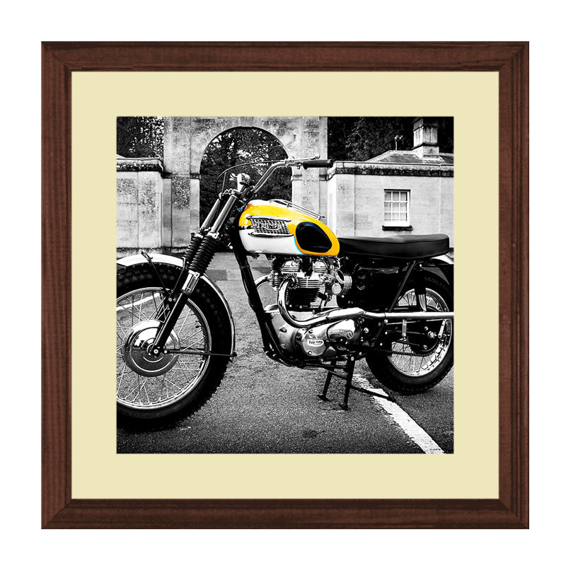 2 Piece Vintage Motorbike Framed Art - Retro Motorcycle Style
