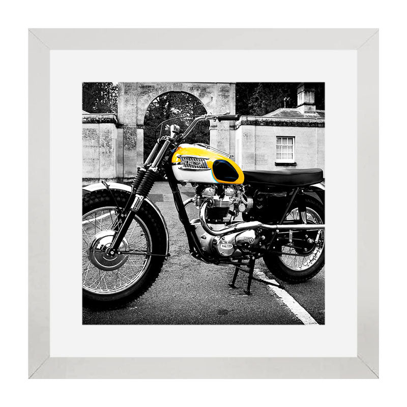2 Piece Vintage Motorbike Framed Art - Retro Motorcycle Style