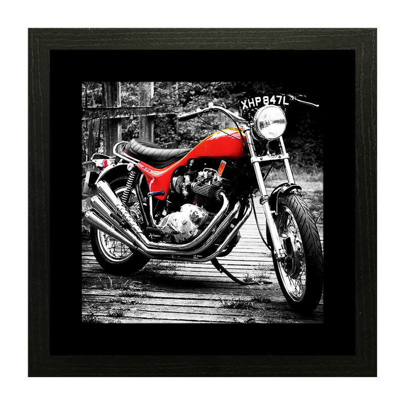 2 Piece Vintage Motorbike Framed Art - Retro Motorcycle Style