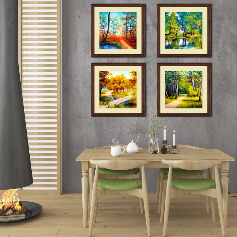 4 Piece Scenic Landscape Wall Art Frames - Seasonal Landscape Art