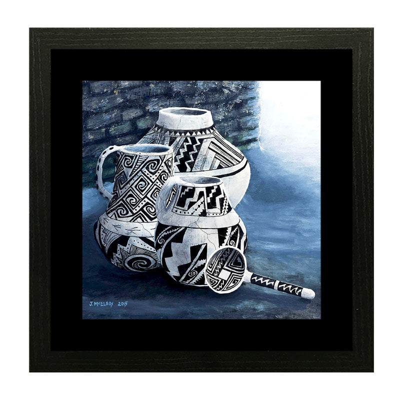 3 Piece Monochrome Ceramic Wall Frames - Artistic Pottery