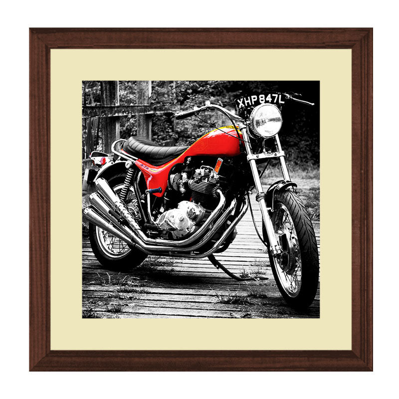 Set of 3 Bicycle & Motorcycle Wall Frames - Monochrome Vintage Ride