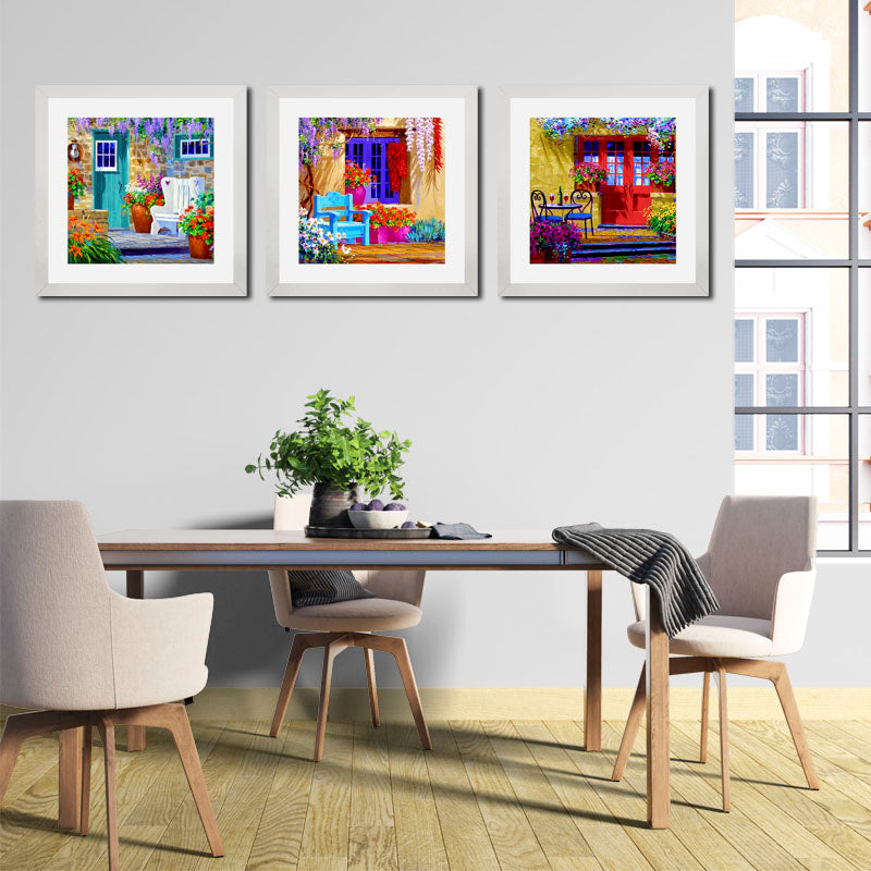 3 Piece Balcony View Wall Frames – Mediterranean Window Art