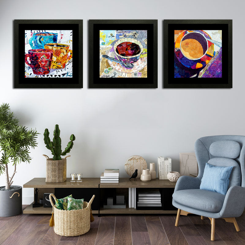 Set of 3 Coffee Cup Abstract Wall Frames – Modern Café Vibe