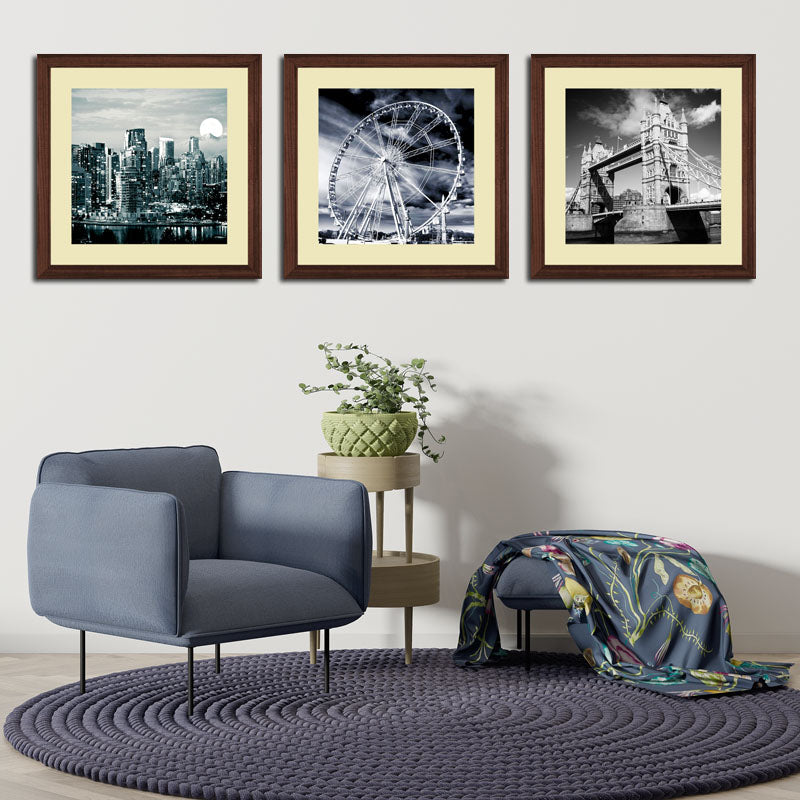 3 Piece Cityscape Wall Frames – Black & White Skyline