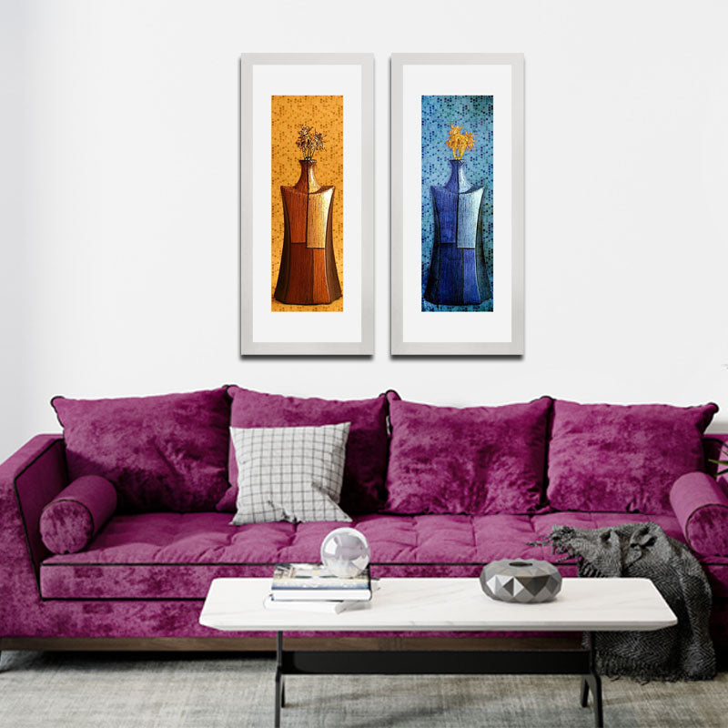 2 Piece Elegant Vessels Wall Art Set – Contemporary Vase & Flower