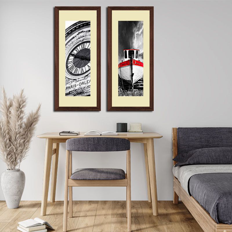 2 Piece Black & White Metropolis Wall Frame Set – Monochrome Urban Landmark