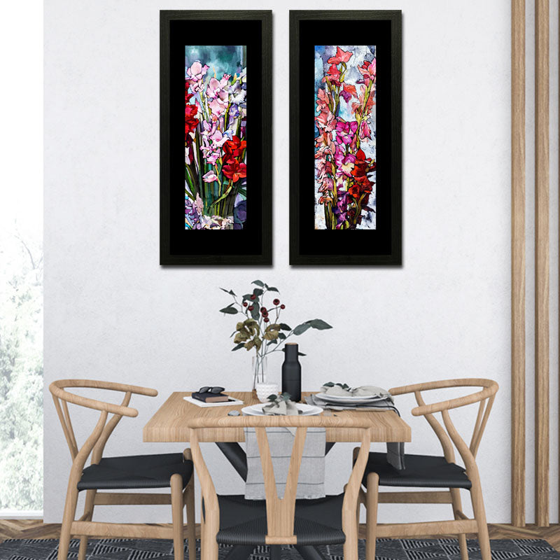 Set of 2 Pink Garden Wall Frame Set – Floral Bloom