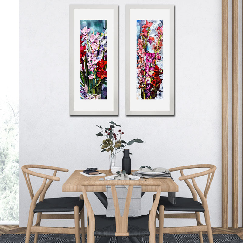 Set of 2 Pink Garden Wall Frame Set – Floral Bloom