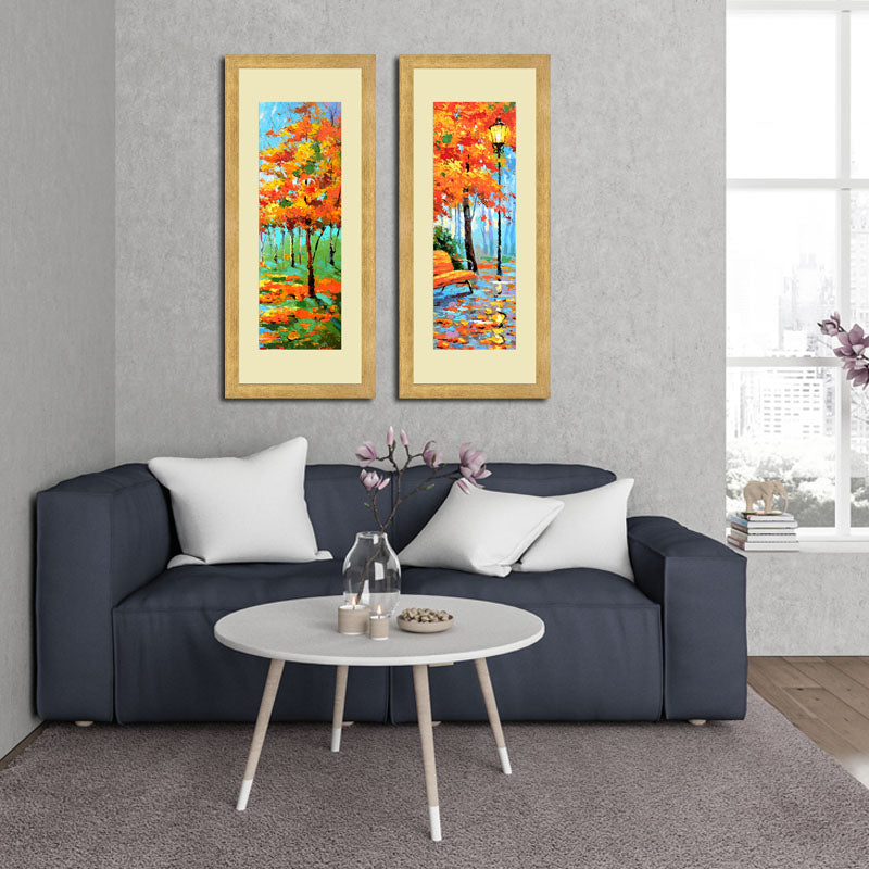 Set of 2 Tropical Sunset Tree Wall Frame Set – Nature Landscape