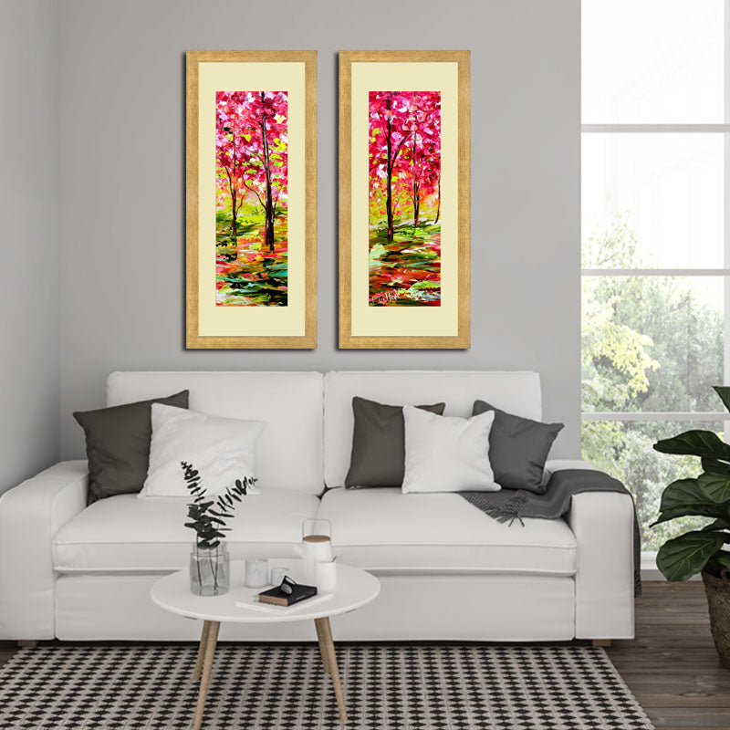 Set of 2 Blush Bloom Wall Frame Set – Pink Spring Tree
