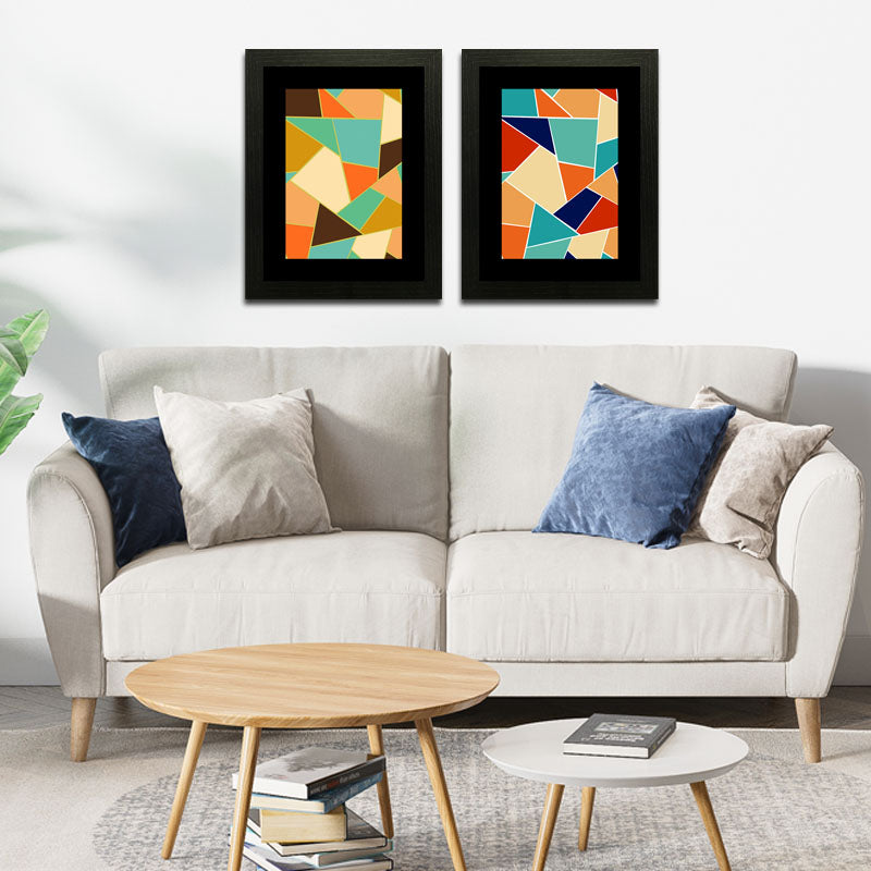 2 Piece Geometric Pattern Wall Frames – Abstract Mosaic