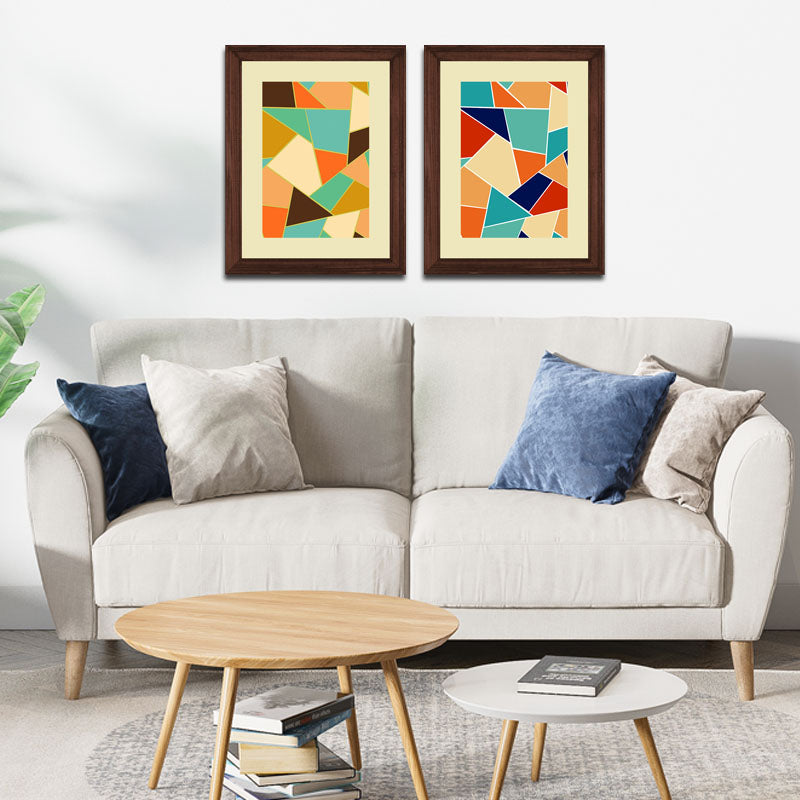 2 Piece Geometric Pattern Wall Frames – Abstract Mosaic