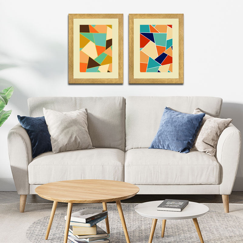 2 Piece Geometric Pattern Wall Frames – Abstract Mosaic