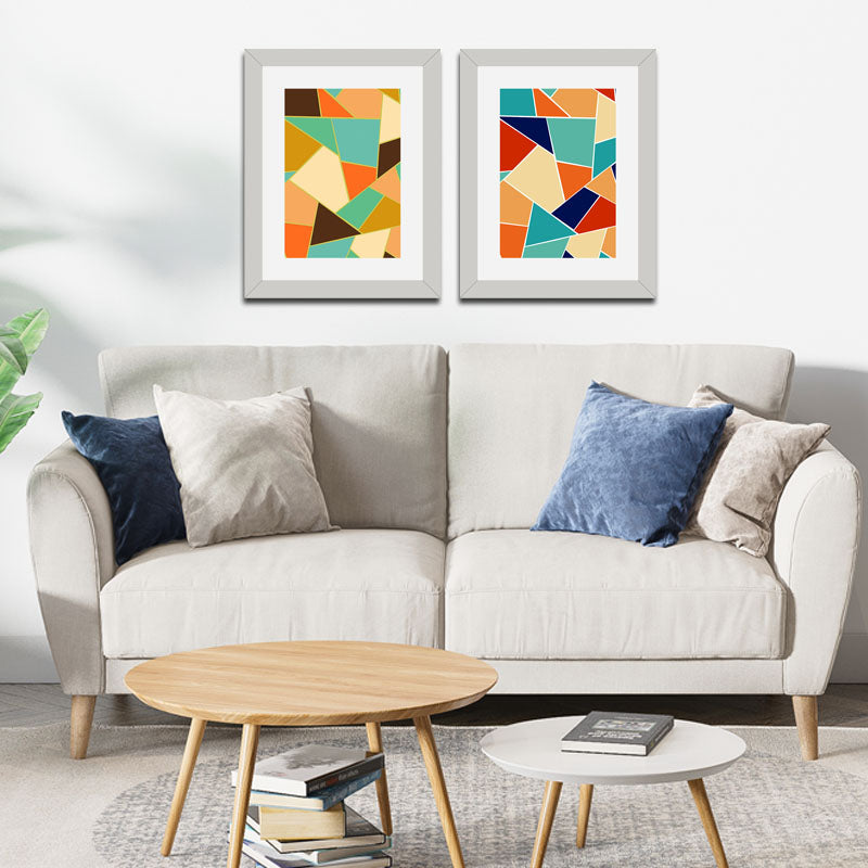 2 Piece Geometric Pattern Wall Frames – Abstract Mosaic
