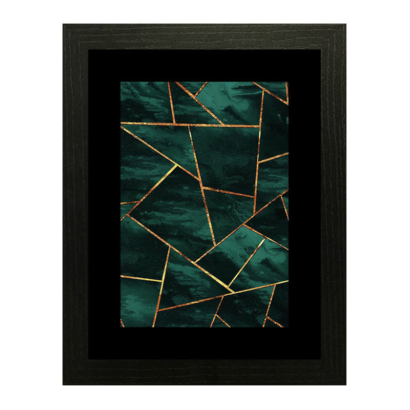 Set of 2 Emerald Lines Wall Frames – Abstract Gold Geometry