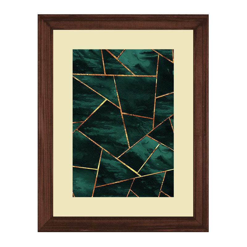 Set of 2 Emerald Lines Wall Frames – Abstract Gold Geometry