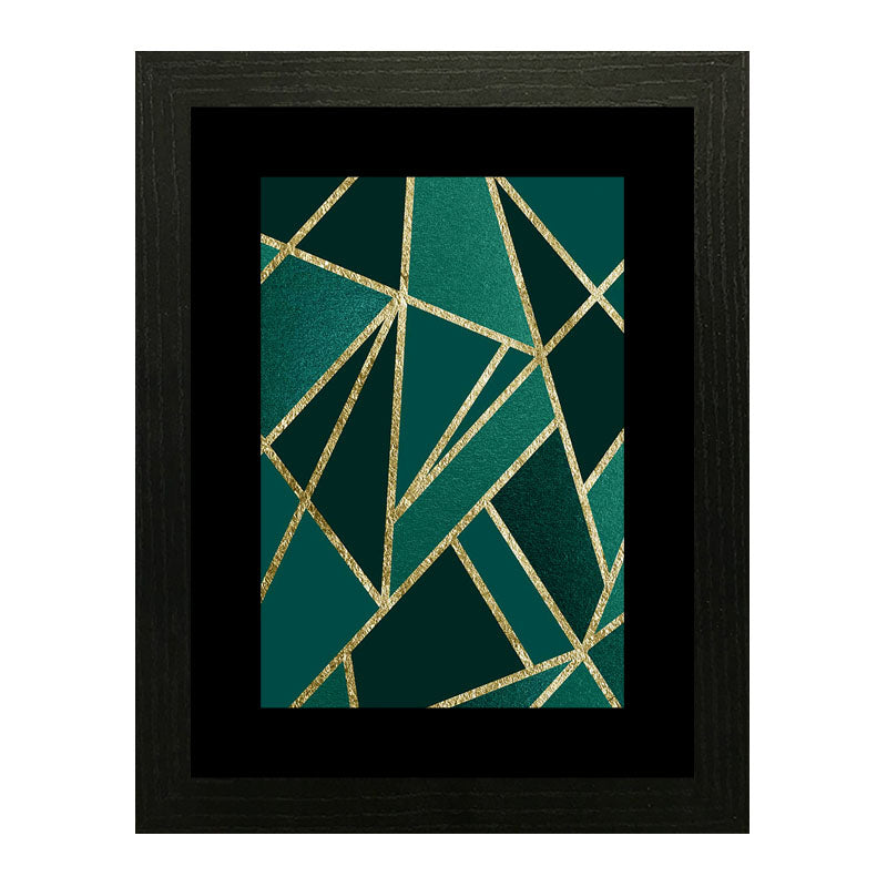 Set of 2 Emerald Lines Wall Frames – Abstract Gold Geometry