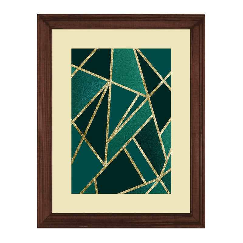 Set of 2 Emerald Lines Wall Frames – Abstract Gold Geometry