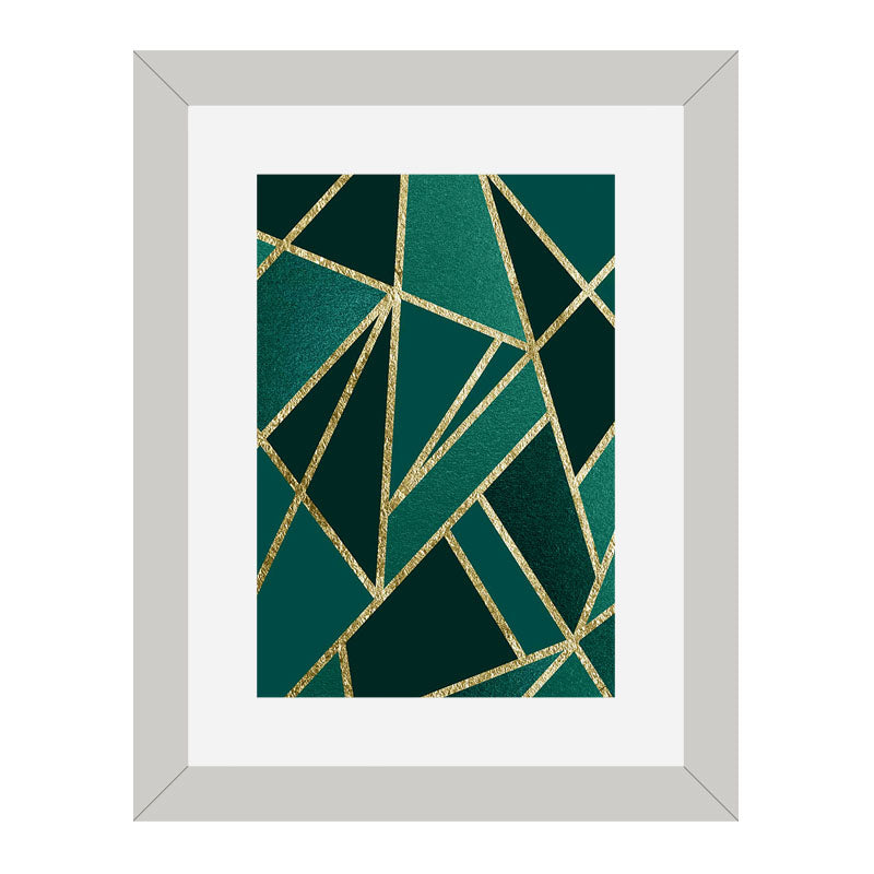 Set of 2 Emerald Lines Wall Frames – Abstract Gold Geometry