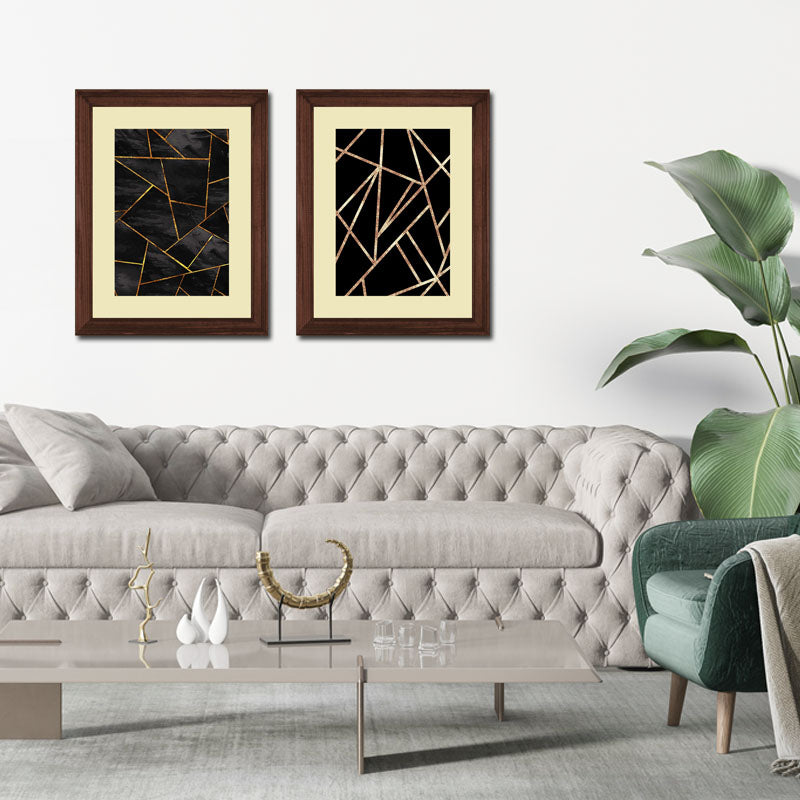 Set of 2 Luxe Black & Gold Wall Frames – Glam Abstract Art