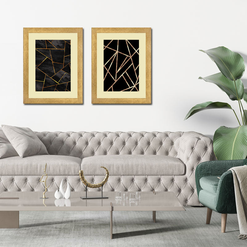 Set of 2 Luxe Black & Gold Wall Frames – Glam Abstract Art