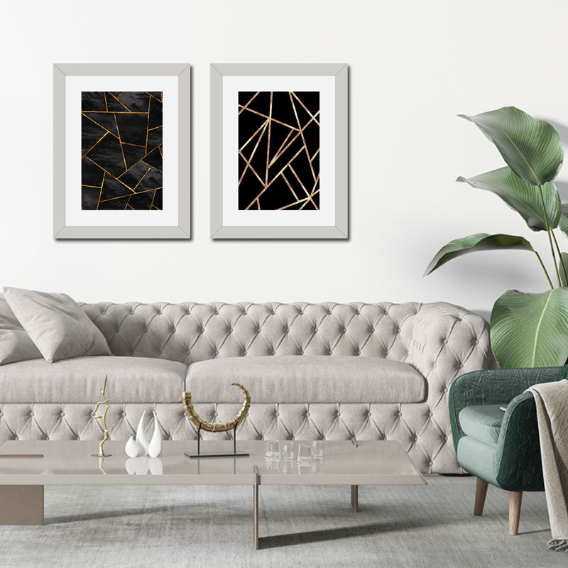 Set of 2 Luxe Black & Gold Wall Frames – Glam Abstract Art
