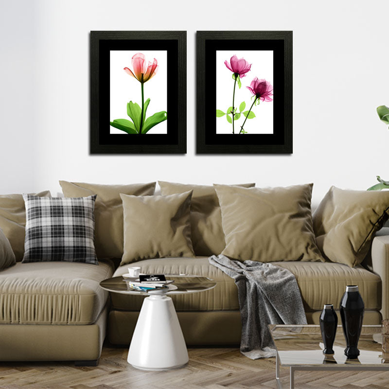 Set of 2 Soft Pink Floral Wall Frames – Watercolor Flower Art