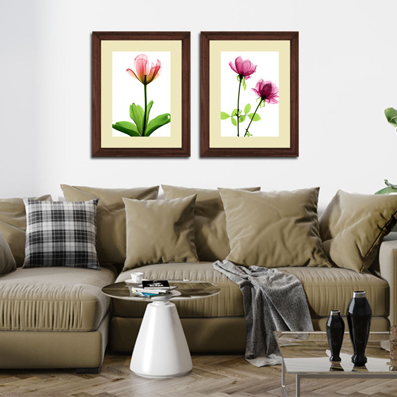Set of 2 Soft Pink Floral Wall Frames – Watercolor Flower Art