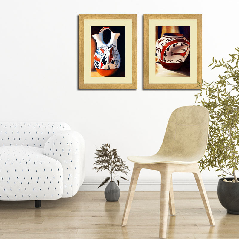 Set of 2 Artisan Pottery Wall Frames – Ceramic Jug & Bowl
