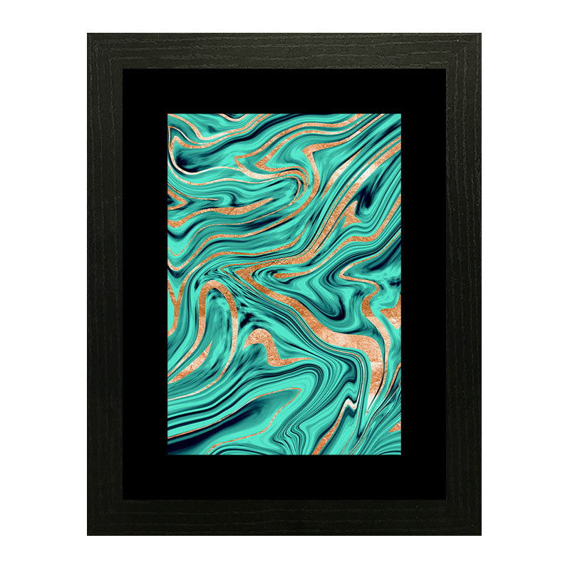 Set of 2 Marble Texture Wall Frames – Blue & White Swirl Art