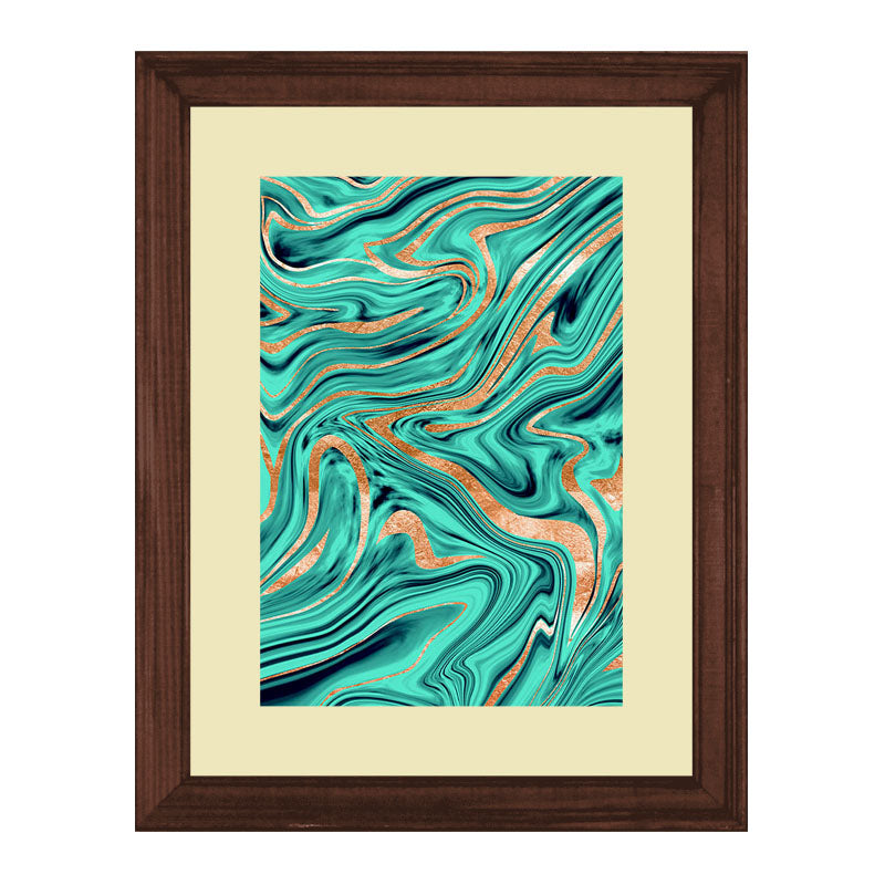 Set of 2 Marble Texture Wall Frames – Blue & White Swirl Art