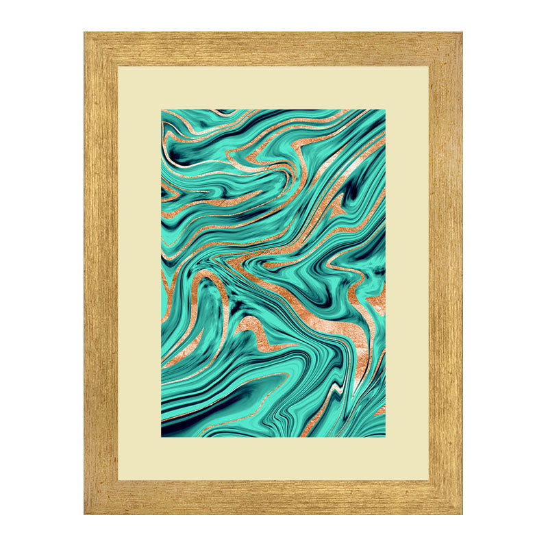 Set of 2 Marble Texture Wall Frames – Blue & White Swirl Art