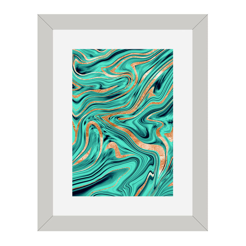 Set of 2 Marble Texture Wall Frames – Blue & White Swirl Art