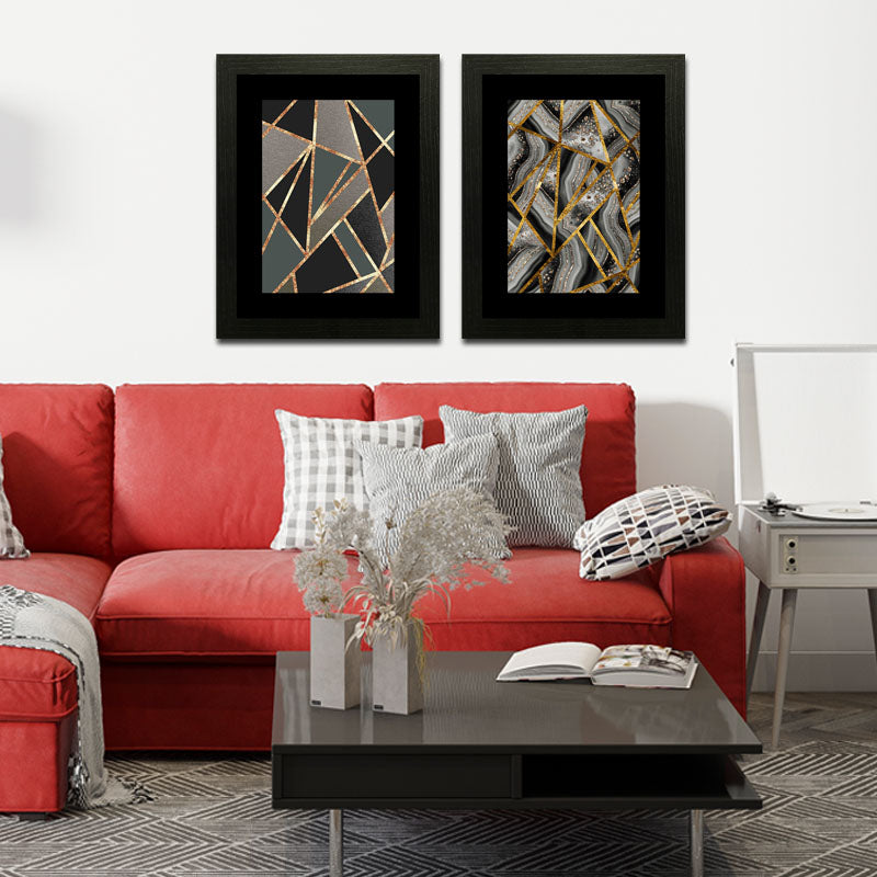 Set of 2 Lava Gold Wall Frames – Molten Abstract Texture