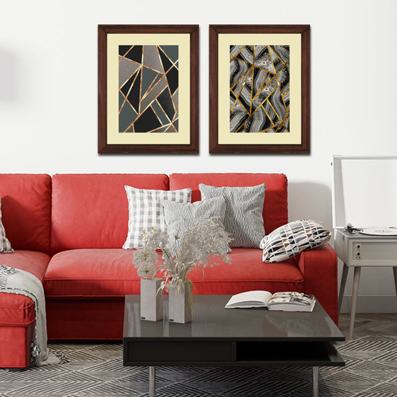 Set of 2 Lava Gold Wall Frames – Molten Abstract Texture