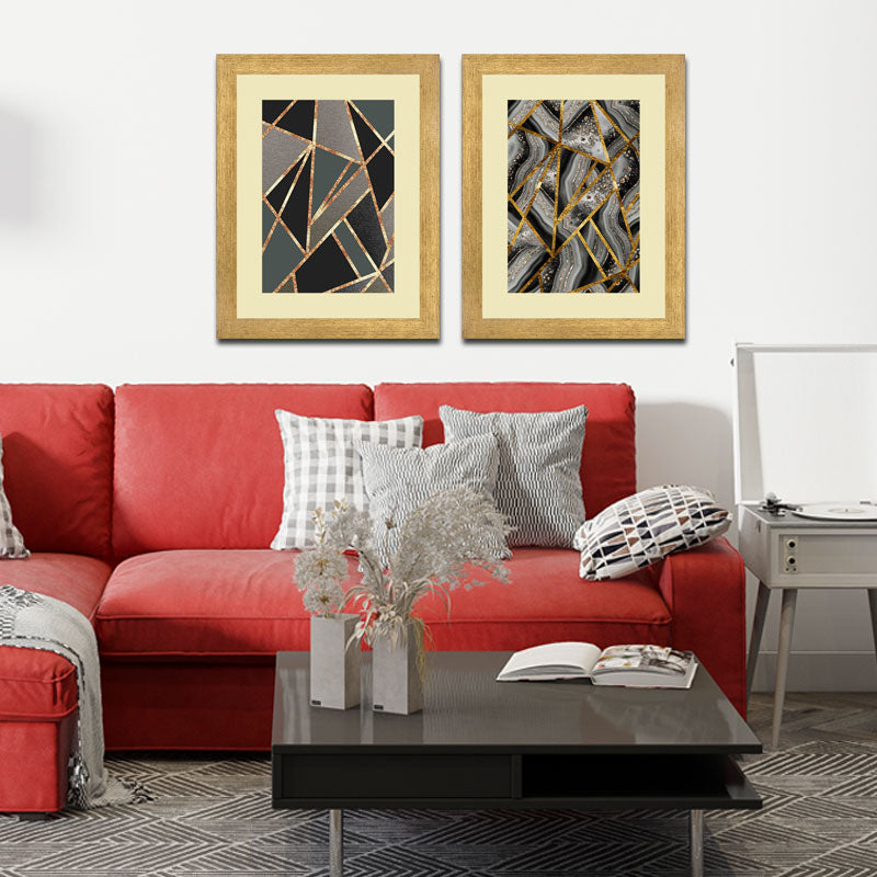 Set of 2 Lava Gold Wall Frames – Molten Abstract Texture