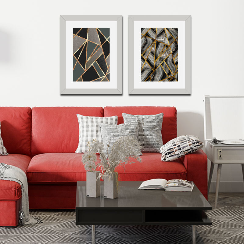Set of 2 Lava Gold Wall Frames – Molten Abstract Texture