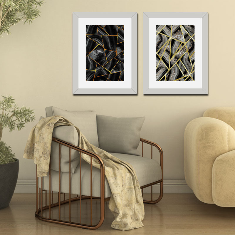 Set of 2 Gold Web Wall Frames – Metallic Abstract Art