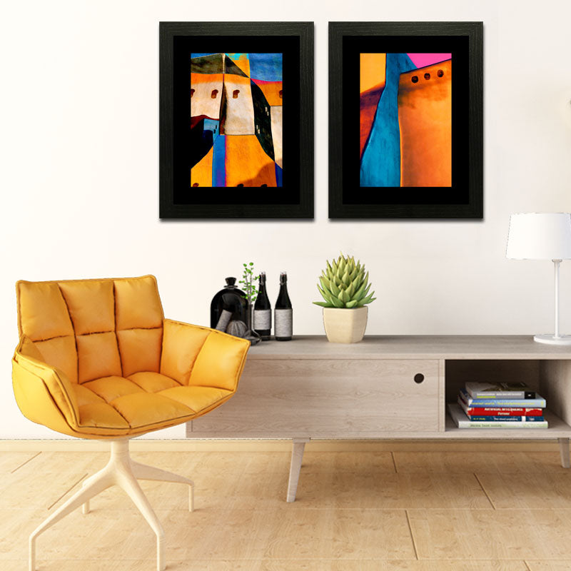 Set of 2 Colorblock Canvas Wall Frames – Bold Artistic Patterns