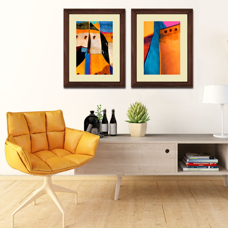Set of 2 Colorblock Canvas Wall Frames – Bold Artistic Patterns