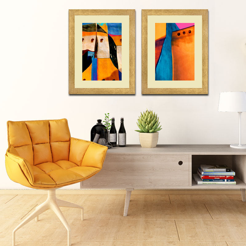 Set of 2 Colorblock Canvas Wall Frames – Bold Artistic Patterns