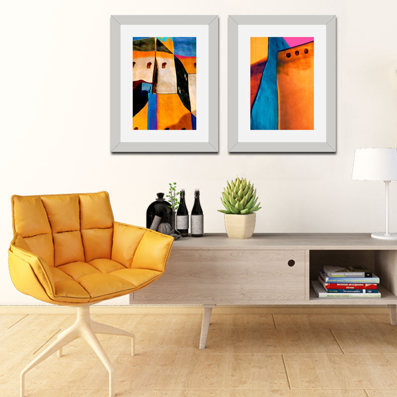 Set of 2 Colorblock Canvas Wall Frames – Bold Artistic Patterns